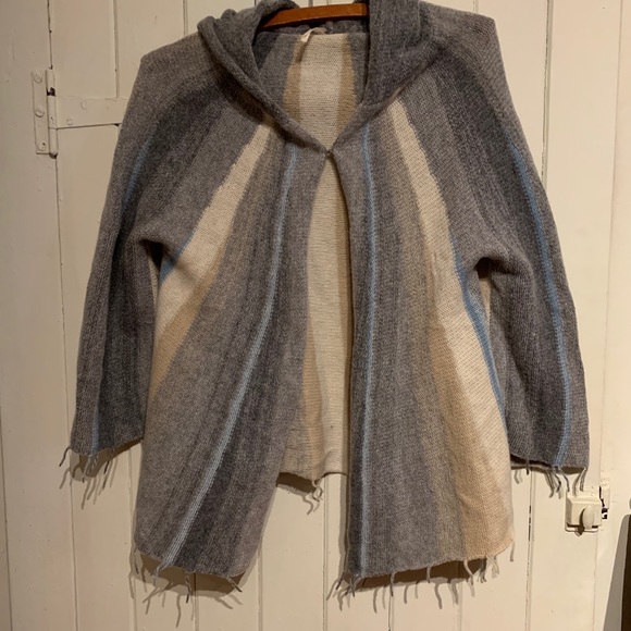 Free People hooded poncho style cardigan, size S - Picture 1 of 4